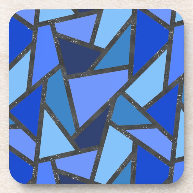 Dessous-de-verre Tons de motif en vitrail bleu (Devant)