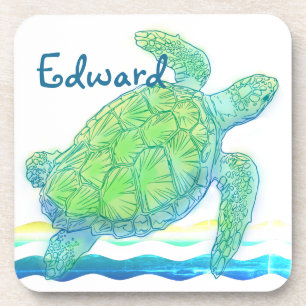 Dessous-de-verre Tortue bleue et verte