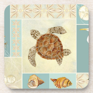 Dessous-de-verre Tortue de mer côtière de collage de bord de la m