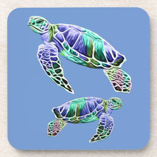Dessous-de-verre Tortues de mer bleu vert