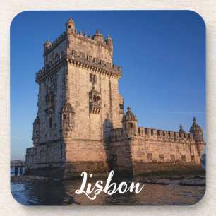 Dessous-de-verre Tour Belem au coucher du soleil à Lisbonne, Portug