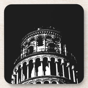 Dessous-de-verre Tour blanche noire de Pise Italie