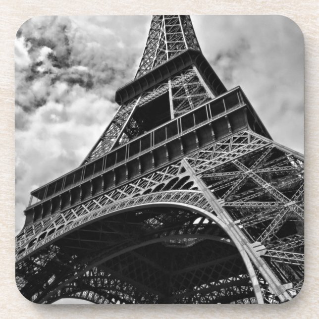 Dessous-de-verre Tour Eiffel Noir Blanc Paris Europe Voyage (Devant)