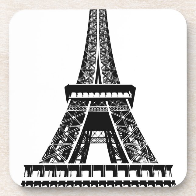 Dessous-de-verre Tour Eiffel noir blanc Paris France Art (Devant)