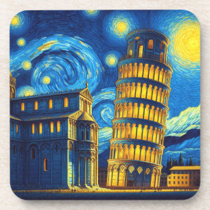 Dessous-de-verre Tour Starry Night Leaning De Pise Italie