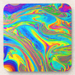Dessous-de-verre Tourbillons de marbre arc-en-ciel brillants et bea