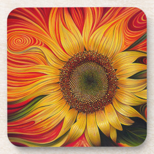 Dessous-de-verre Tournesol abstrait