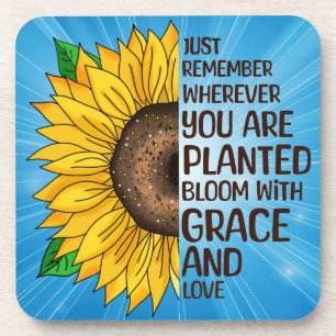 Dessous-de-verre Tournesol tiré à la main et citation