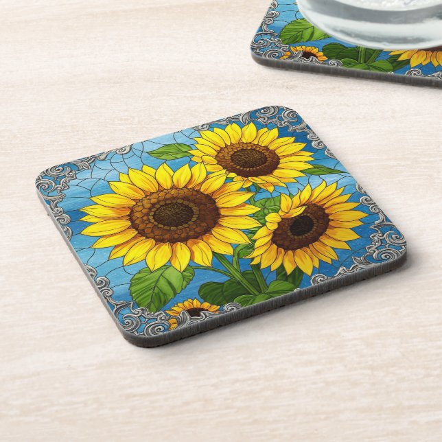 Dessous-de-verre Tournesols Verre tendu Bijoux d'illusion (Côté gauche)