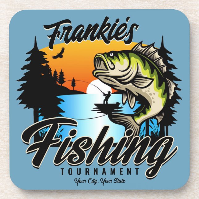 Dessous-de-verre Tournoi de pêche personnalisé Truite pêcheur (Devant)
