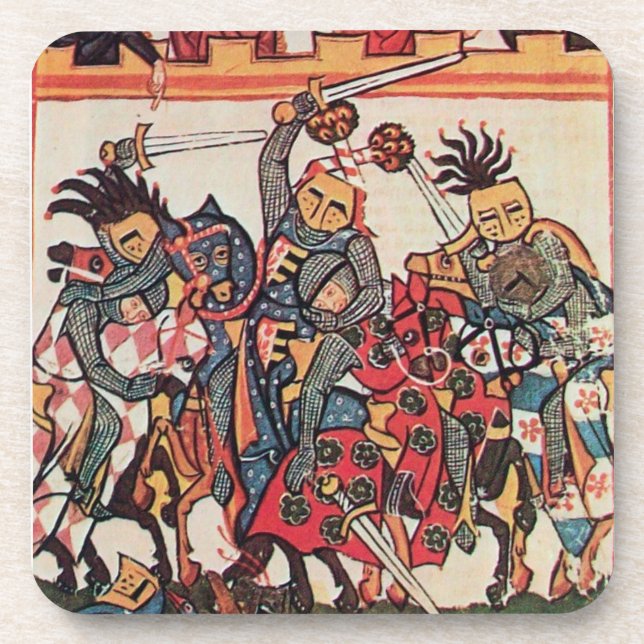 DESSOUS-DE-VERRE TOURNOI MÉDIÉVAL, COMBATTRE DES CHEVALIERS ET DES  (Devant)