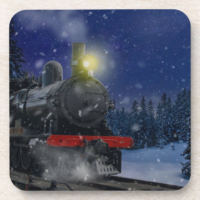 Dessous-de-verre Train de Noël dans la neige (Devant)