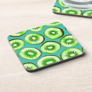 Dessous-de-verre Tranches Kiwi sur turquoise
