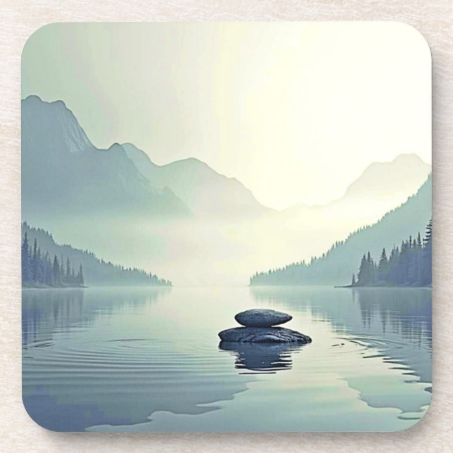 Dessous-de-verre Tranquil Mountain Lake Serenity (Devant)