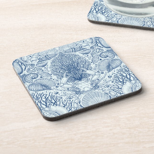 Dessous-de-verre Trésors de plage en bleu (Côté gauche)