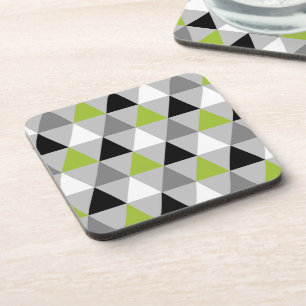 Dessous-de-verre Triangles géométriques Motif Gris Lime Vert Noir