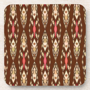 Dessous-de-verre Tribal Batik - Brown, Tan and Coral