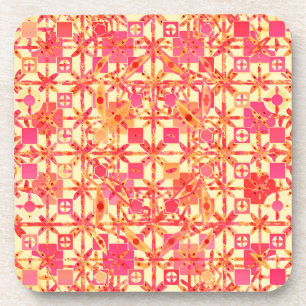 Dessous-de-verre Tribal Batik - orange, corail rose et fuchsia