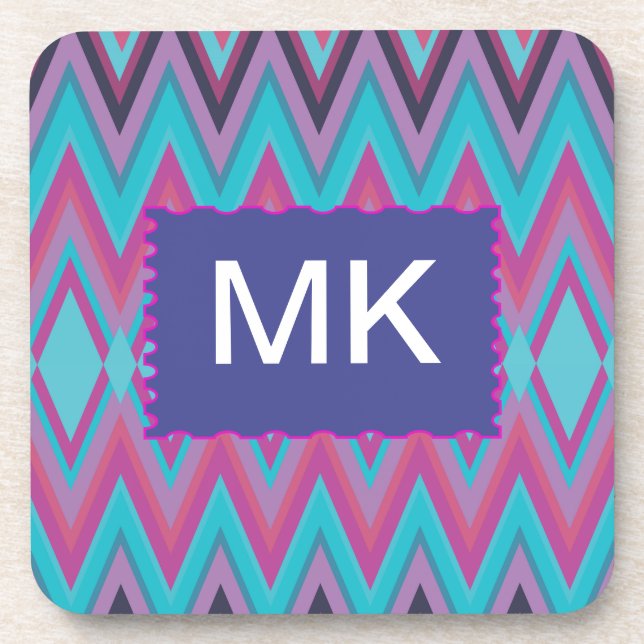 Dessous-de-verre Tribal pourpre et Aqua (Devant)