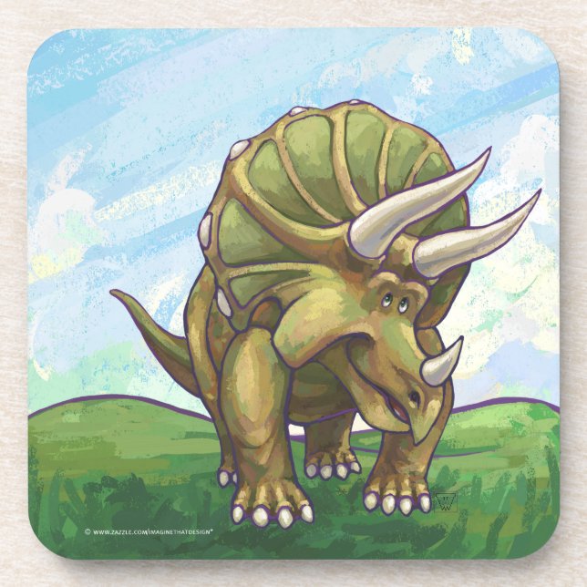 Dessous-de-verre Triceratops de Cute Cadeaux d'Art & Accessoires (Devant)