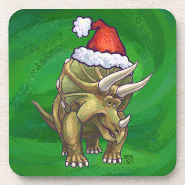 Dessous-de-verre Tricératops vert Noël (Devant)