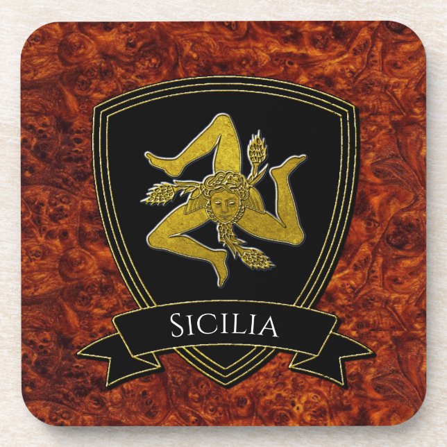 Dessous-de-verre Trinacria et Bouclier inspirés par l'Italie (Devant)