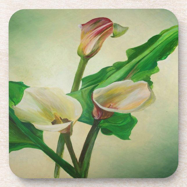 Dessous-de-verre Trois Lys Calla Étonnant Botanique Acrylique (Devant)