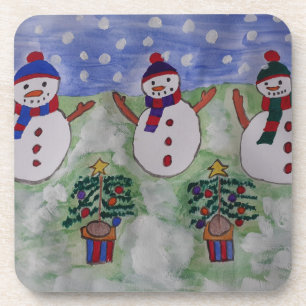 Dessous-de-verre Trois motoneiges de Noël