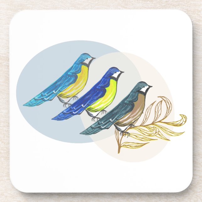 Dessous-de-verre Trois oiseaux (Devant)