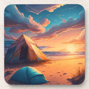 Dessous-de-verre Trois scènes de camping