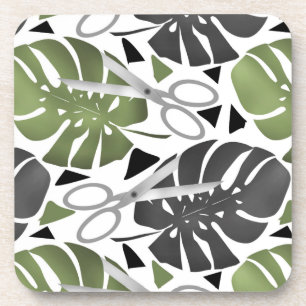 Dessous-de-verre Tropical print monstera leaves scissors jungle exo
