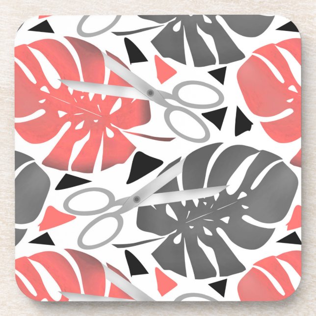 Dessous-de-verre Tropical print monstera leaves scissors jungle exo (Devant)