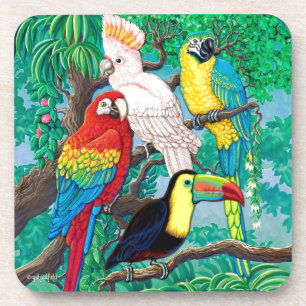 Dessous de verre tropicaux d'oiseaux
