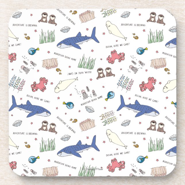 Dessous-de-verre Trouver Dory Cartoon Motif blanc (Devant)