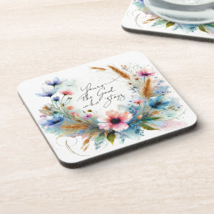 Dessous-de-verre Tu es le Dieu qui reste, aquarelle florale