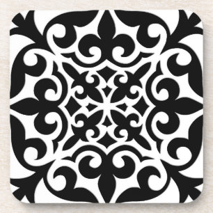 Dessous-de-verre Tuile marocaine - blanc avec l'arrière - plan noi