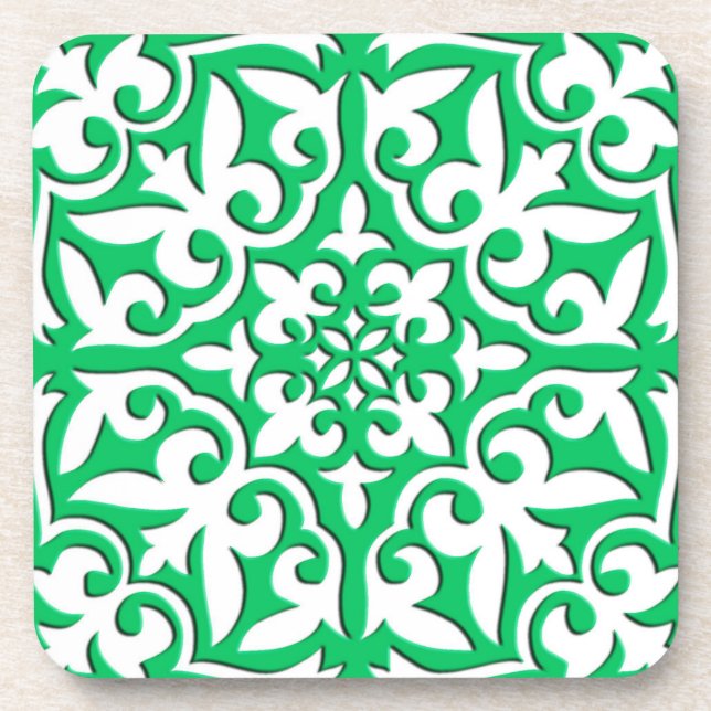 Dessous-de-verre Tuiles marocaines - Jade vert et blanc (Devant)