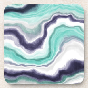 Dessous-de-verre Turquoise, Bleu et Marbre blanc