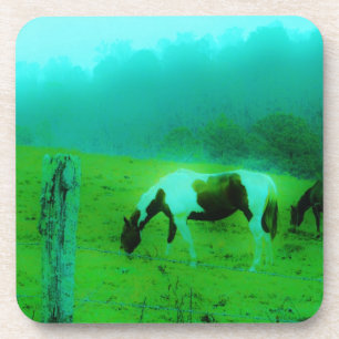 Dessous-de-verre Turquoise brouillard Reto colorié poney peint Chev