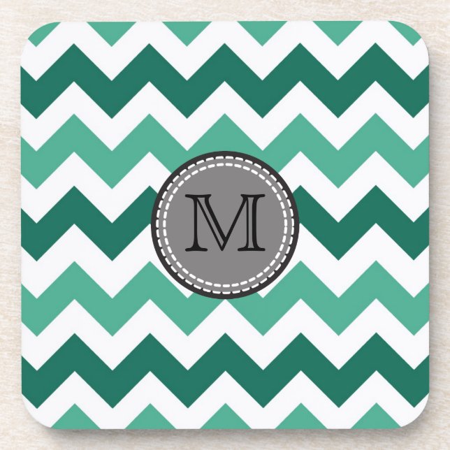 Dessous-de-verre Turquoise et Mint Chevron Zigzag Monogram (Devant)
