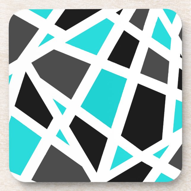 Dessous-de-verre Turquoise gris noir blanc géométrique (Devant)