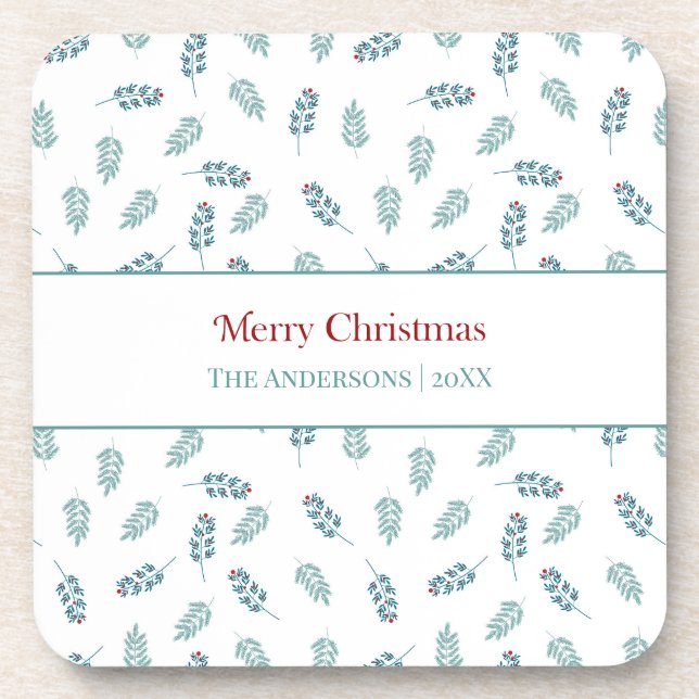 Dessous-de-verre Turquoise Mistletoe Joyeux Noël (Devant)