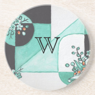 Dessous de verre turquoise, noir et blanc