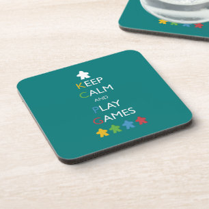 Dessous-de-verre Turquoise Restez calme et jouez au jeu de société 