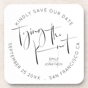 Dessous-de-verre Tying The Knot Black White Keepsake Save The Date