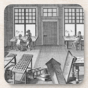 Dessous-de-verre Un atelier des inlayer de meubles, du 'Encyclop