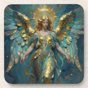 Dessous-de-verre Un bel ange en or et turquoise