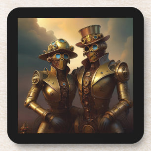 Dessous-de-verre Un Couple Robotique Steampunk Amoureux