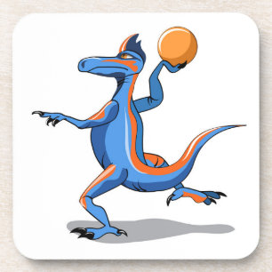 Dessous-de-verre Un Dessin Iguanodon Jouant Au Basket-Ball.