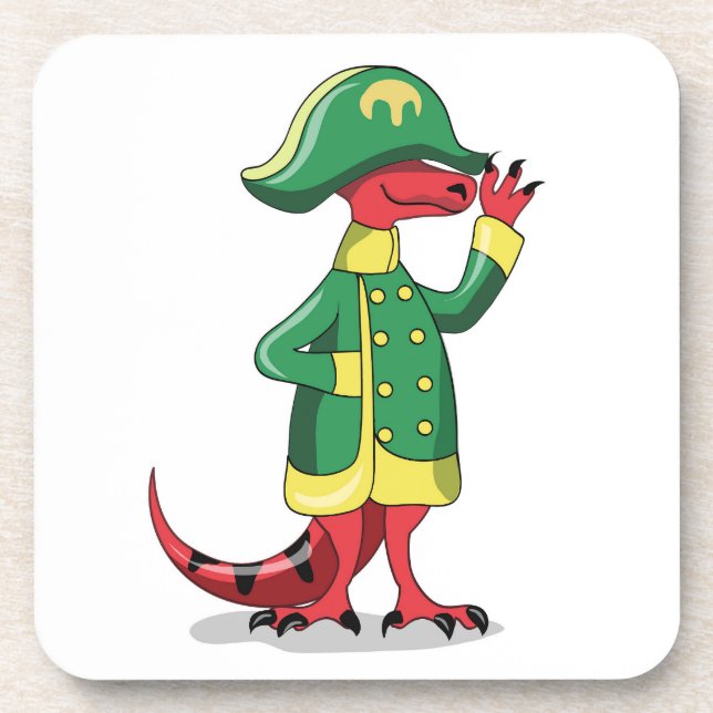Dessous-de-verre Un Dessin Tyrannosaur Rex Habillé Comme Napoléon. (Devant)